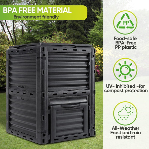 300L Large Garden Outdoor Compost Bin Composter Bpa Free Barrel Garden Compost Bins