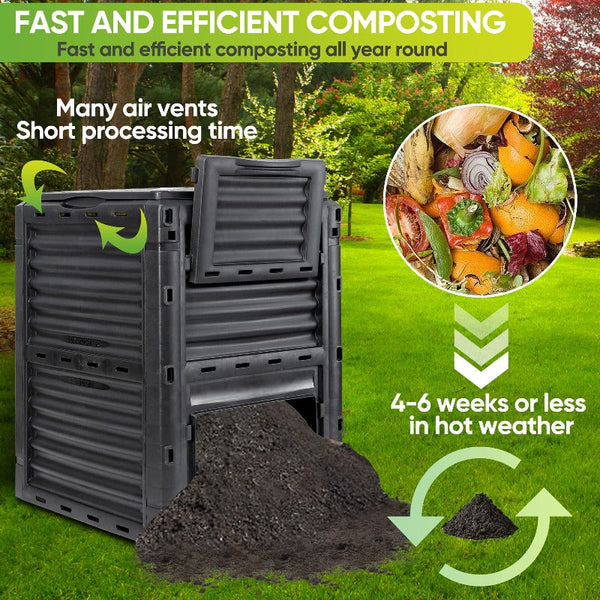 300L Large Garden Outdoor Compost Bin Composter Bpa Free Barrel Garden Compost Bins