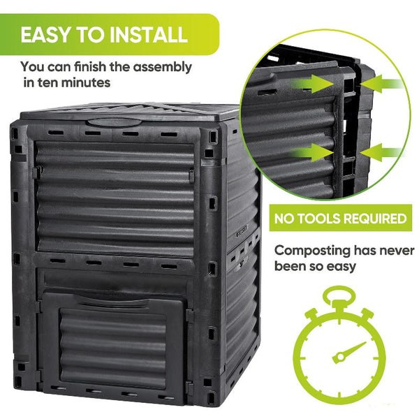 300L Large Garden Outdoor Compost Bin Composter Bpa Free Barrel Garden Compost Bins