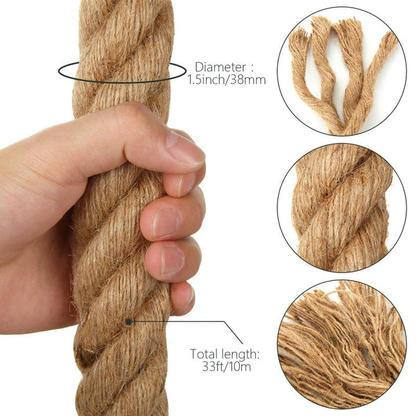 10M Sisal 40Mm Rope Natural Twine Cord Thick Jute Hemp Manila Crafting Home Decor Ribbons & Bows