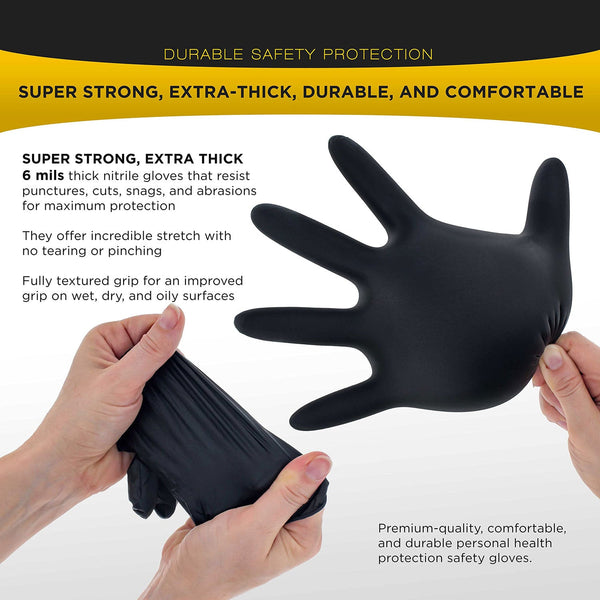 100X Nitrile Black Industrial Mechanic Tattoo Food Medium Disposable Gloves