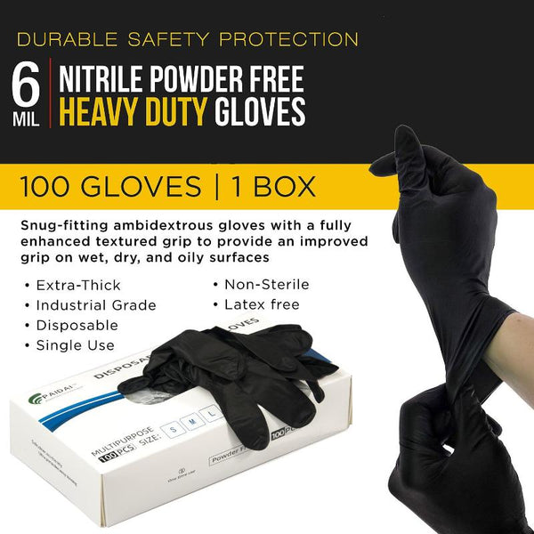 100X Nitrile Black Mechanic Tattoo Food Disposable Gloves Medium Cleaning Gloves