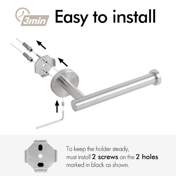 Toilet Paper Holder Bathroom Roll Brushed Silver Wall Mount 304 Toilet Paper Holders & Storage