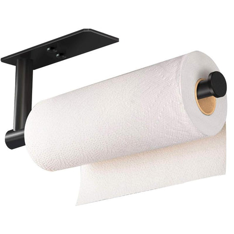 Kitchen Paper Holder Under Cabinet Wall Mount Adhesive Towel Rectangle Black Paper Towel Holders