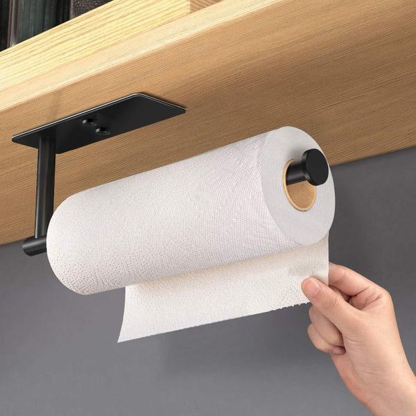 Kitchen Paper Holder Under Cabinet Wall Mount Adhesive Towel Rectangle Black Paper Towel Holders