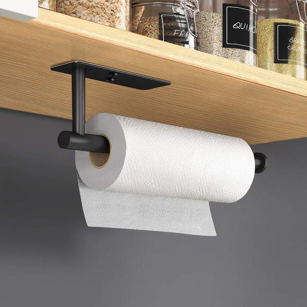 Kitchen Paper Holder Under Cabinet Wall Mount Adhesive Towel Rectangle Black Paper Towel Holders