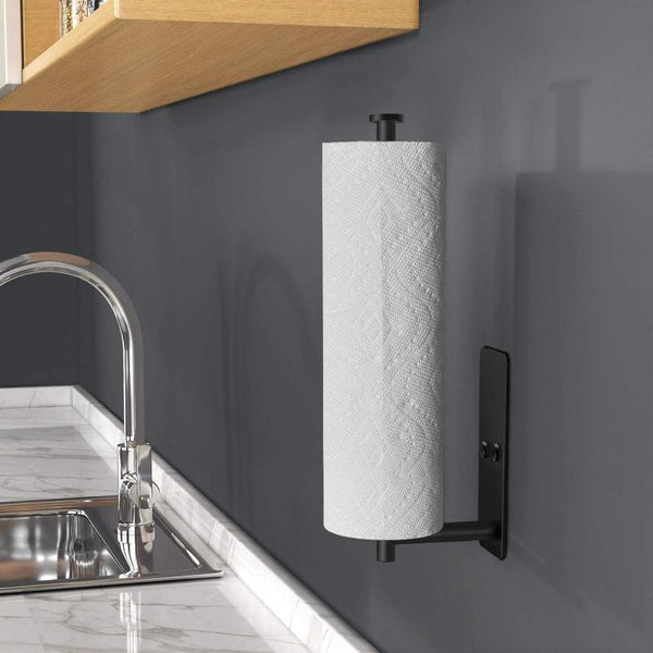 Kitchen Paper Holder Under Cabinet Wall Mount Adhesive Towel Rectangle Black Paper Towel Holders