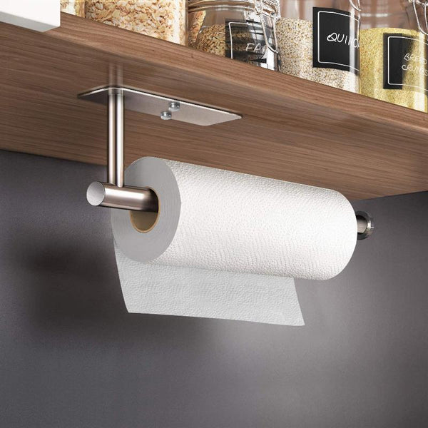 Kitchen Paper Holder Under Cabinet Wall Mount Adhesive Towel Rectangle Silver Paper Towel Holders