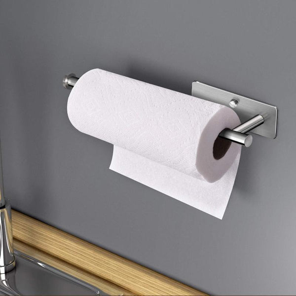 Kitchen Paper Holder Under Cabinet Wall Mount Adhesive Towel Rectangle Silver Paper Towel Holders