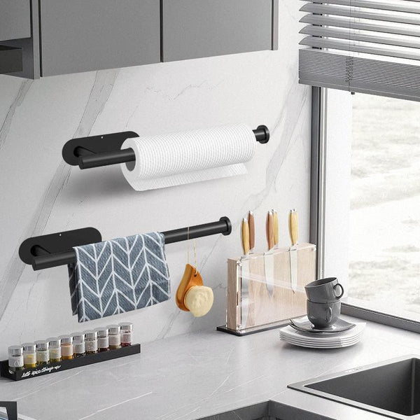 Kitchen Paper Holder Under Cabinet Wall Mount Adhesive Towel Black Paper Towel Holders