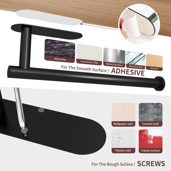 Kitchen Paper Holder Under Cabinet Wall Mount Adhesive Towel Black Paper Towel Holders