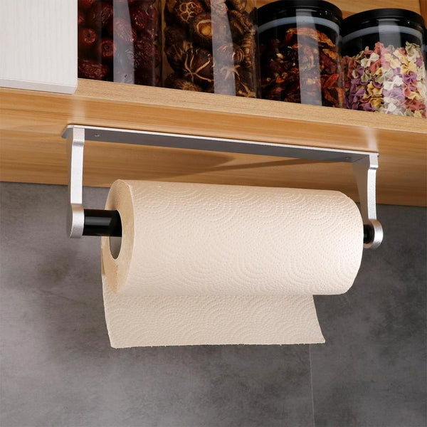 Kitchen Paper Holder Under Cabinet Screw Wall Mount Adhesive Towel Rectangle Silver Paper Towel Holders