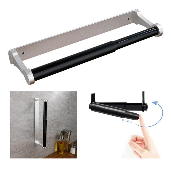Kitchen Paper Holder Under Cabinet Screw Wall Mount Adhesive Towel Rectangle Silver Paper Towel Holders