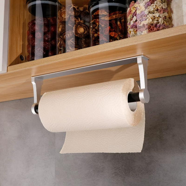 Kitchen Paper Holder Under Cabinet Screw Wall Mount Adhesive Towel Rectangle Silver Paper Towel Holders