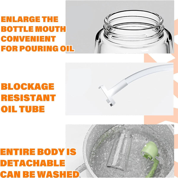 600Ml 2 In 1 Glass Oil Sprayer Dispenser Kitchen Sprayz Cooking Baking Bottle Bbq Green Oil & Vinegar Dispensers