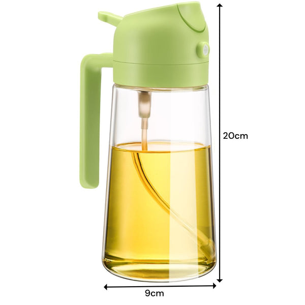 600Ml 2 In 1 Glass Oil Sprayer Dispenser Kitchen Sprayz Cooking Baking Bottle Bbq Green Oil & Vinegar Dispensers