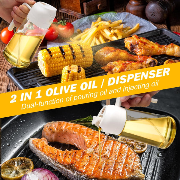 600Ml 2 In 1 Glass Oil Sprayer Dispenser Kitchen Sprayz Cooking Baking Bottle Bbq White Oil & Vinegar Dispensers