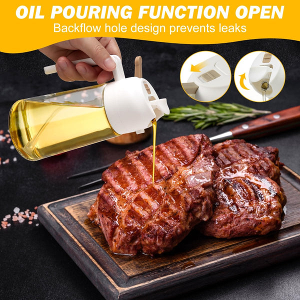 600Ml 2 In 1 Glass Oil Sprayer Dispenser Kitchen Sprayz Cooking Baking Bottle Bbq White Oil & Vinegar Dispensers