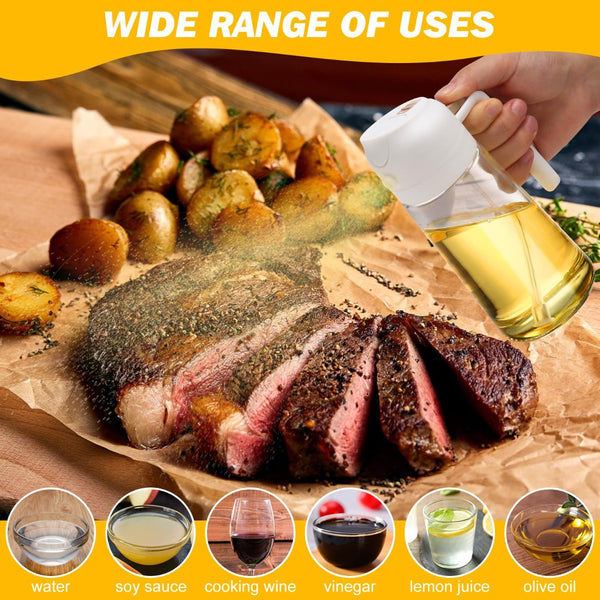 600Ml 2 In 1 Glass Oil Sprayer Dispenser Kitchen Sprayz Cooking Baking Bottle Bbq White Oil & Vinegar Dispensers