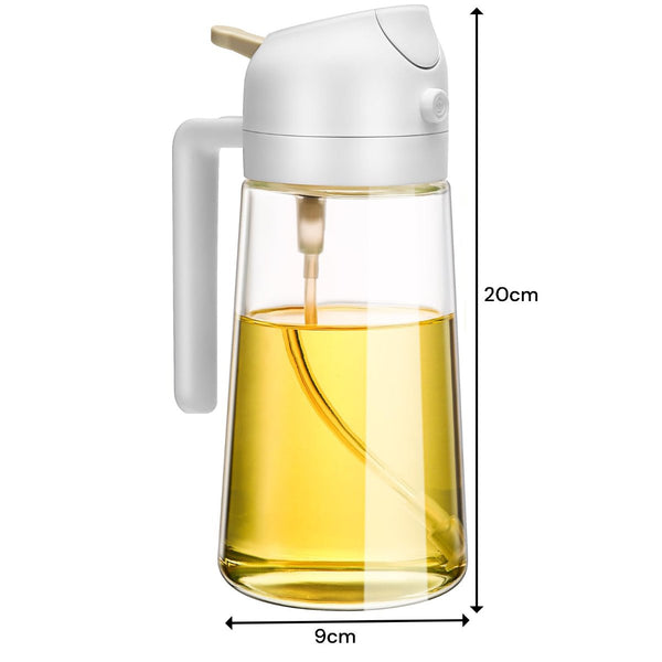 600Ml 2 In 1 Glass Oil Sprayer Dispenser Kitchen Sprayz Cooking Baking Bottle Bbq White Oil & Vinegar Dispensers