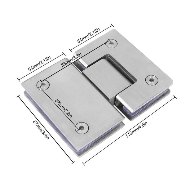 Shower Glass Door Gate Hinge 304 Stainless Steel 180 Degrees Polished Chrome Finish Door Hinges