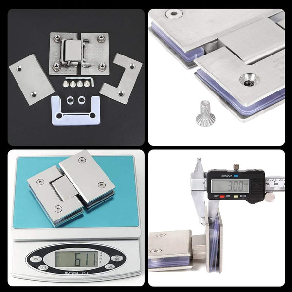 Shower Glass Door Gate Hinge 304 Stainless Steel 180 Degrees Polished Chrome Finish Door Hinges