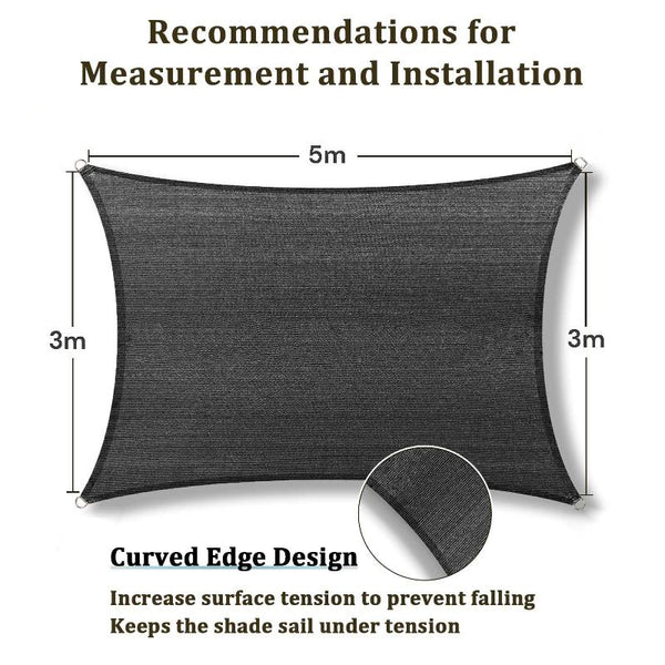 3M X 5M Grey Rectangle Sun For Patios Uv Outdoor Canopy Backyard Sunshades Shade Sails