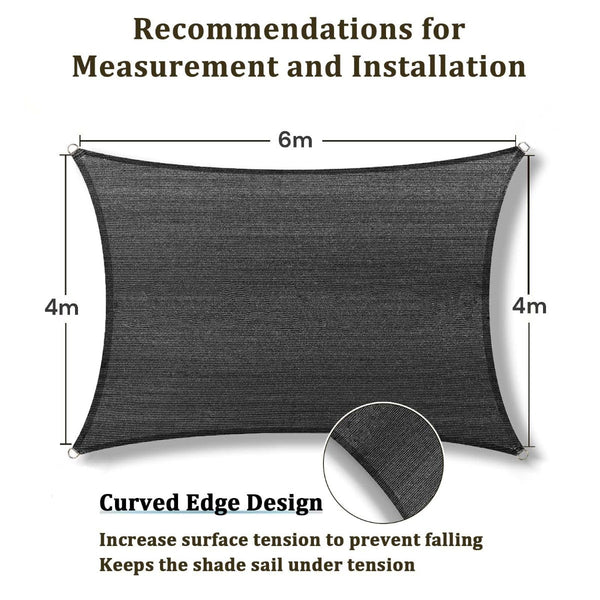 4M X 6M Grey Rectangle Sun For Patios Uv Outdoor Canopy Backyard Sunshades Shade Sails