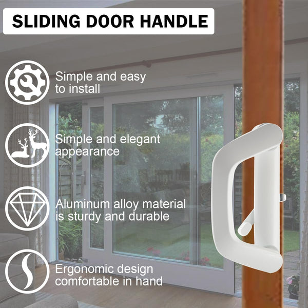 Sliding Patio Door Handle Set Mortise Lock Suitable For Glass White Sliding Door Hardware