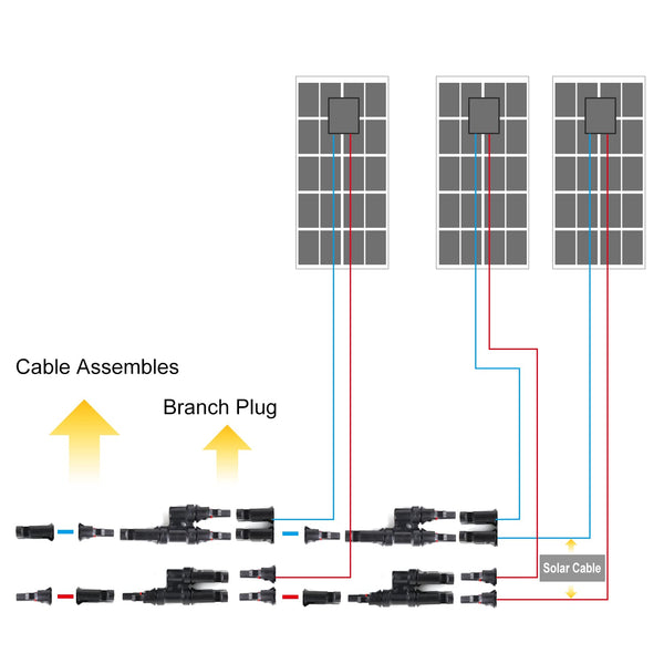 1 Pair 2 To Branch Waterproof Cable Connectors Solar Pv Panel Male & Female Solar Panels & Kits