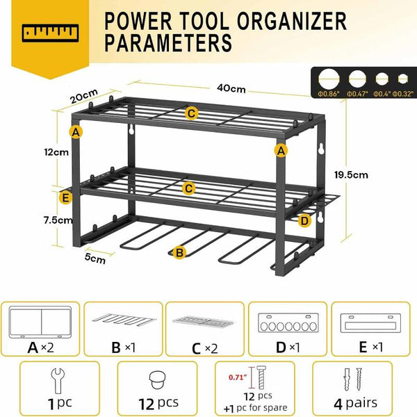 40Cm Power Tool Organizer Layers Garage Storage Rack Workshop Shelf Drill Pliers Hammer Other Tool Storage