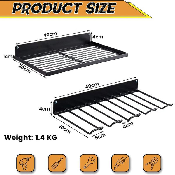 Power Tool Organizer Drill Holder Wall Mount Garage Storage Shelves Rack Set Wall Tool Racks