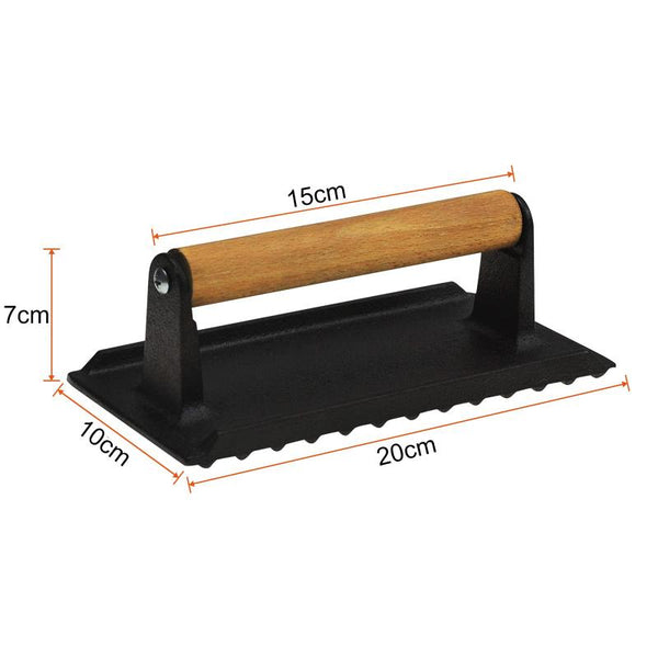 Heavy Duty Round / Rectangle Cast Iron Grill Burger Press Seasoned Steak Griddle Bbq Grilling Burger Presses