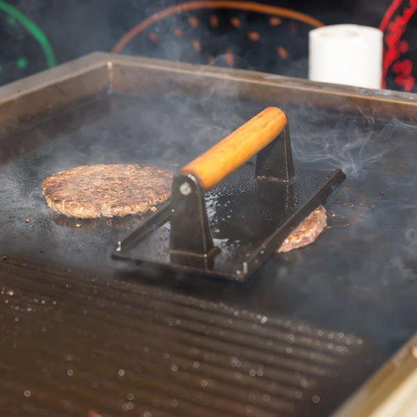 Heavy Duty Round / Rectangle Cast Iron Grill Burger Press Seasoned Steak Griddle Bbq Grilling Burger Presses