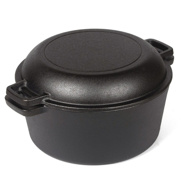 26Cm In 1 Pre Seasoned Cast Iron Dutch Oven & Skillet Set Frying & Grill Pans