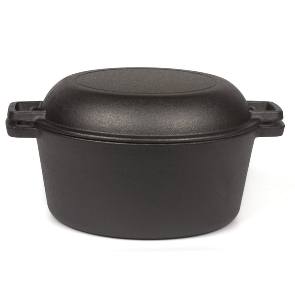 26Cm In 1 Pre Seasoned Cast Iron Dutch Oven & Skillet Set Frying & Grill Pans