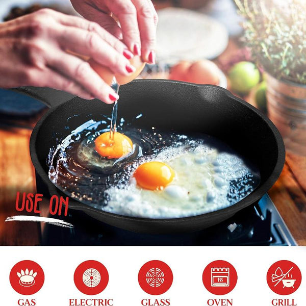 10Inch 26Cm Cast Iron Skillet Cookware Chef Quality Pre Seasoned Pan Pans Frying & Grill Pans