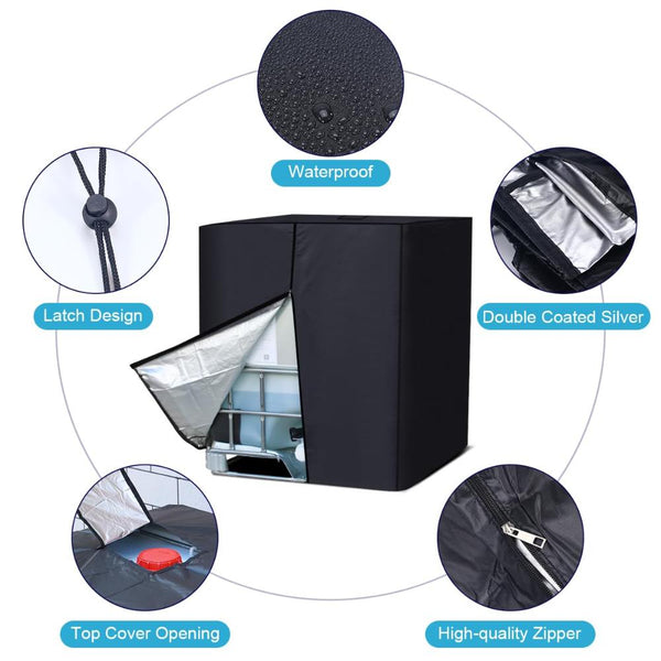 1000L 275 Gallon 420D Ibc Tote Water Tank Cover Sunshade Waterproof Protective Covers Other Watering Equipment