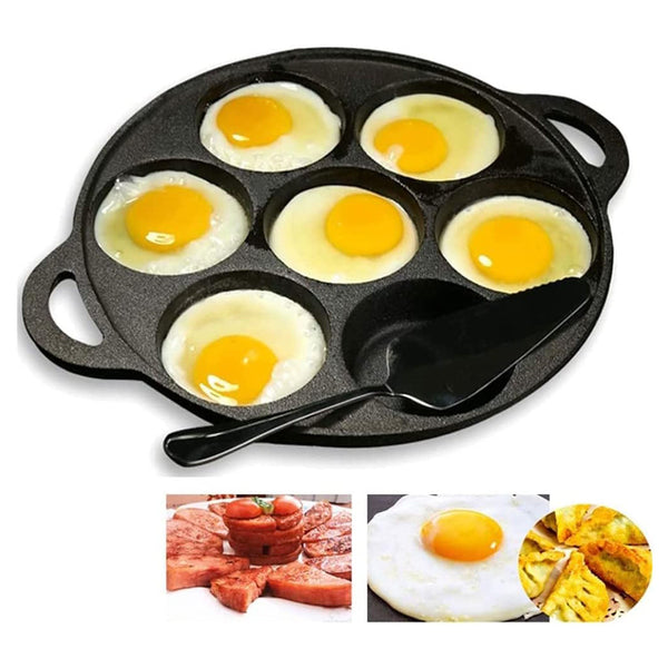 7 Cup Cast Iron Egg Frying Pan Divided Skillet Fried Cooker Pancake Fryer Frying & Grill Pans
