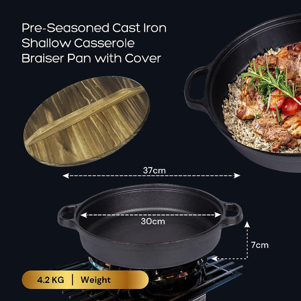 30Cm Cast Iron Dutch Oven With Handles Lid Skillet Braising Pan For Casserole Dish Crock Pot Stewpan Frying & Grill Pans