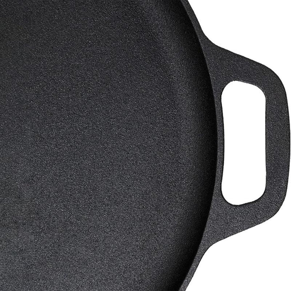13.5" 35Cm Pre Seasoned Cast Iron Pizza Baking Pan Cooking Griddle Stove Oven Grill Campfire Frying & Grill Pans