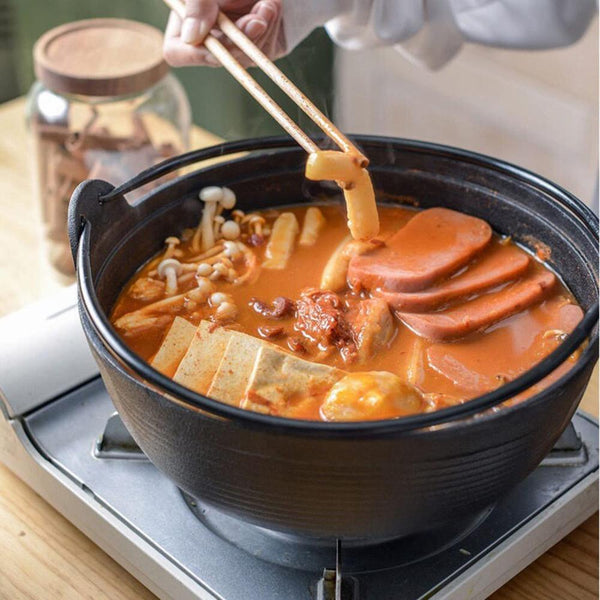 29Cm Cast Iron Sukiyaki Pot Japanese Shabu Pan Stockpot Lid Home Camping Picnic Saucepans & Stockpots
