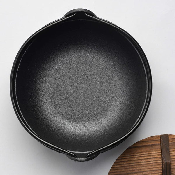 29Cm Cast Iron Sukiyaki Pot Japanese Shabu Pan Stockpot Lid Home Camping Picnic Saucepans & Stockpots