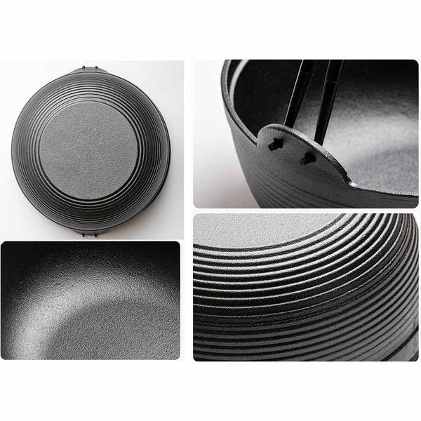 29Cm Cast Iron Sukiyaki Pot Japanese Shabu Pan Stockpot Lid Home Camping Picnic Saucepans & Stockpots