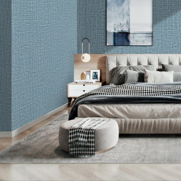 61Cm X 10M Green Wallpaper Decor Faux Grasscloth Paper Self Adhesive Removable Blue Wallpaper Rolls & Sheets