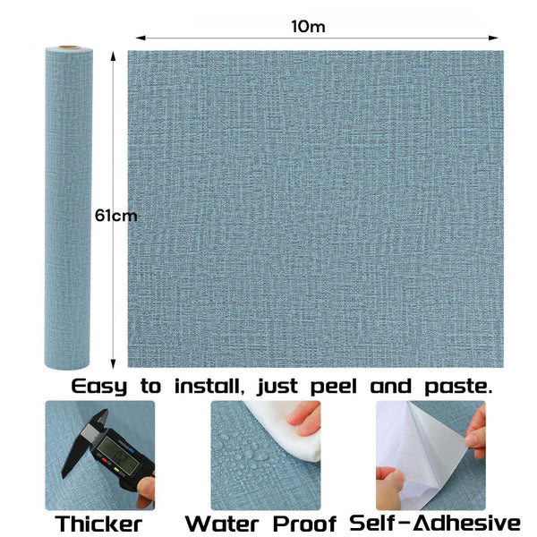 61Cm X 10M Green Wallpaper Decor Faux Grasscloth Paper Self Adhesive Removable Blue Wallpaper Rolls & Sheets