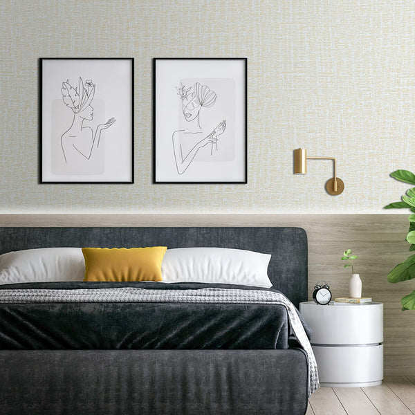 61Cm X 10M Beige Wallpaper Decor Faux Grasscloth Paper Self Adhesive Removable Wallpaper Rolls & Sheets