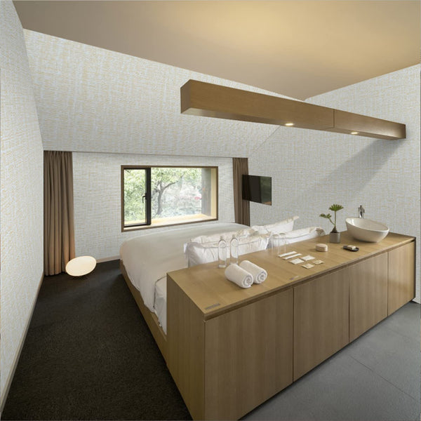 61Cm X 10M Beige Wallpaper Decor Faux Grasscloth Paper Self Adhesive Removable Wallpaper Rolls & Sheets