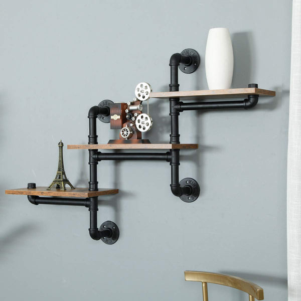 Pipe Shelving Shelves Wall Mounted Decor Floating Retro Rustic Shelf For Bar Kitchen Living Room Wall Shelves