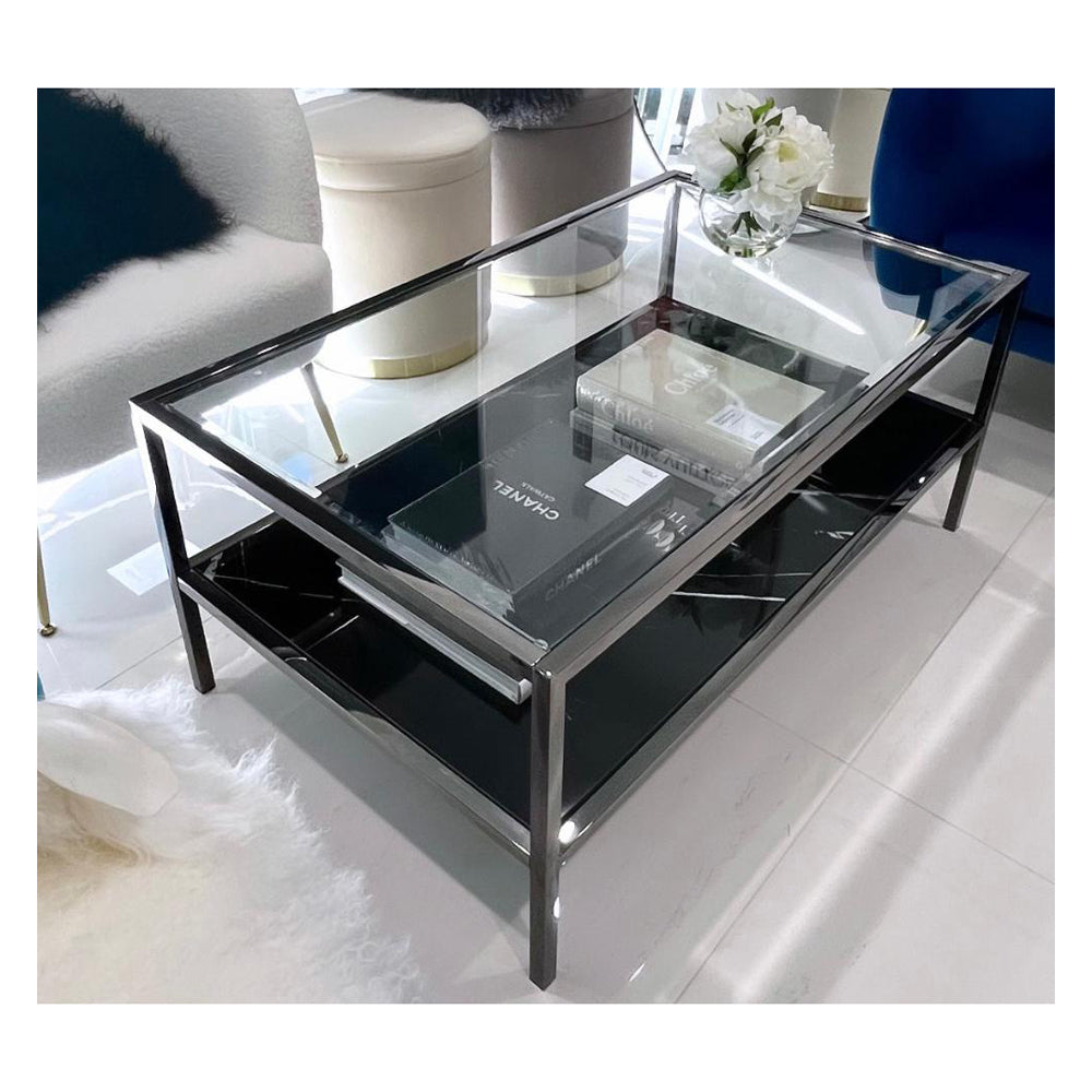 Interior Ave Vogue Coffee Table Black Marble Stone & Glass Coffee Tables